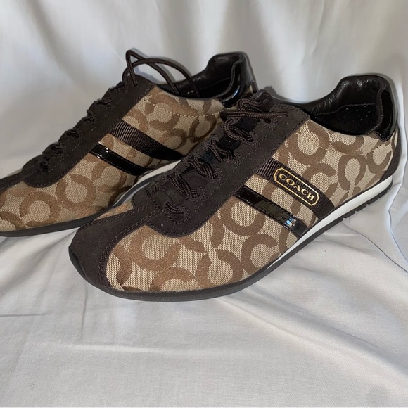 VINTAGE COACH Khaki Brown Signature Canvas Kathleen Sneaker- Women's 9 - Picture 2 of 4